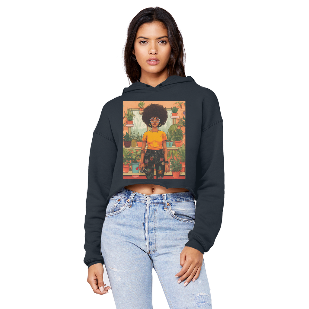 | Plant Mom Collection | Amina Tangerine | Cropped Raw Edge Boyfriend Hoodie