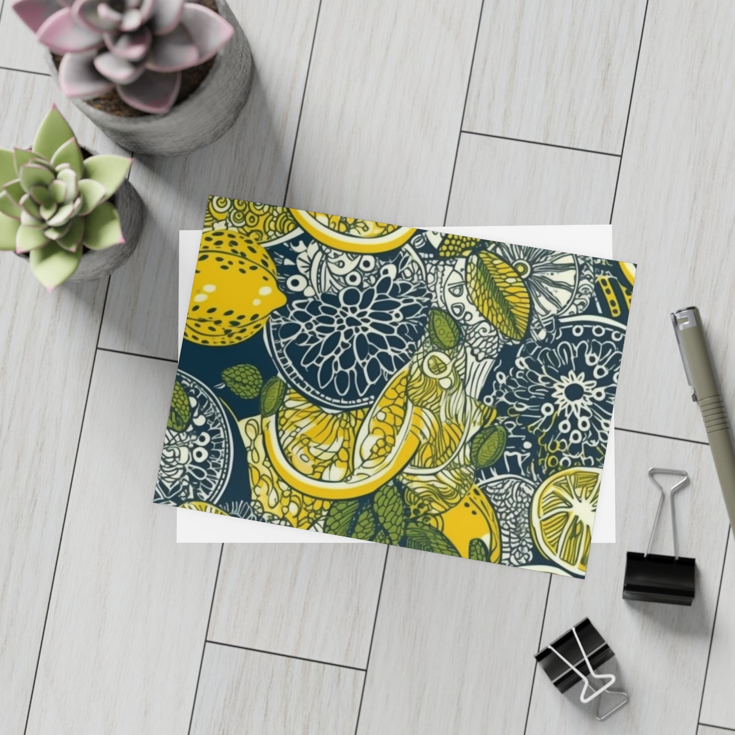 Lemons and Leaves | lemonade lace brunch Postcard Bundles (envelopes included)  | African Wax Print|