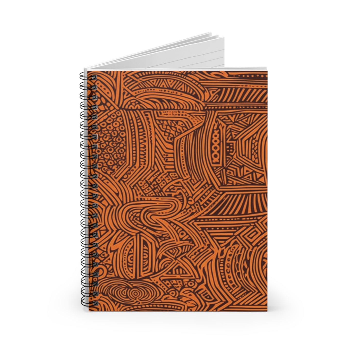 | African Dreamcatcher | African Wax Print | Spiral Notebook | Journal | Orange & Black |