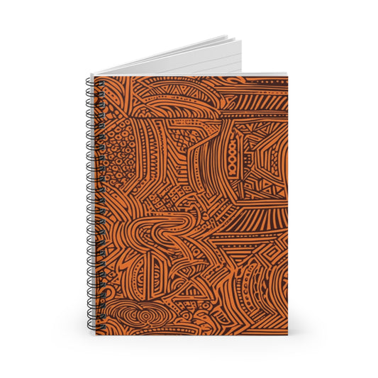 | African Dreamcatcher | African Wax Print | Spiral Notebook | Journal | Orange & Black |