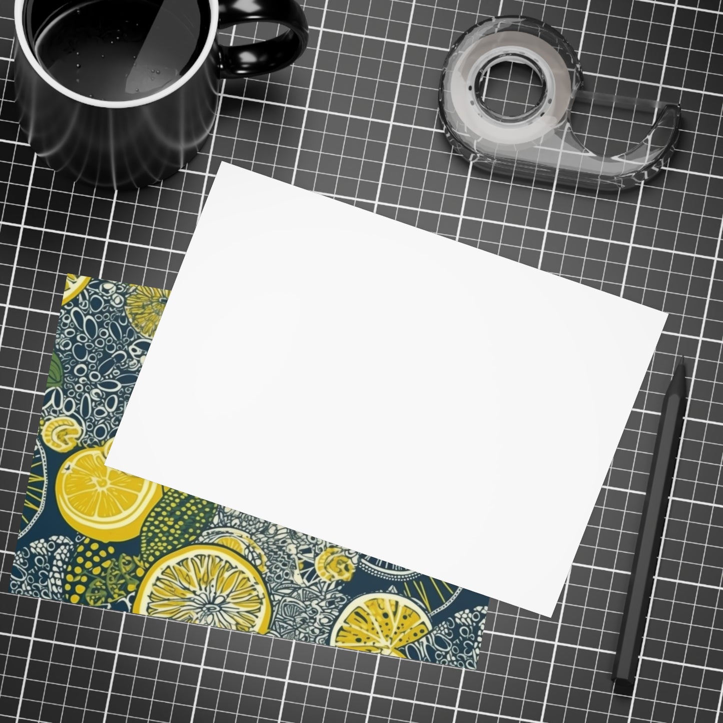 Lemons and Leaves: Lemonade brunch Blue Postcard Bundles |envelopes included | African Wax Print |