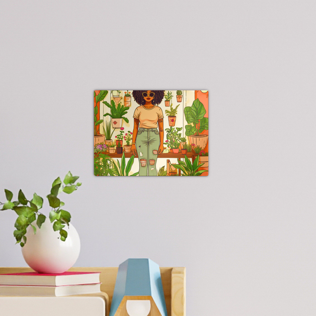 Plant Mom Collection | Peach Dream | Black Woman | By Her Beloved Plant Babies || Wall Tile