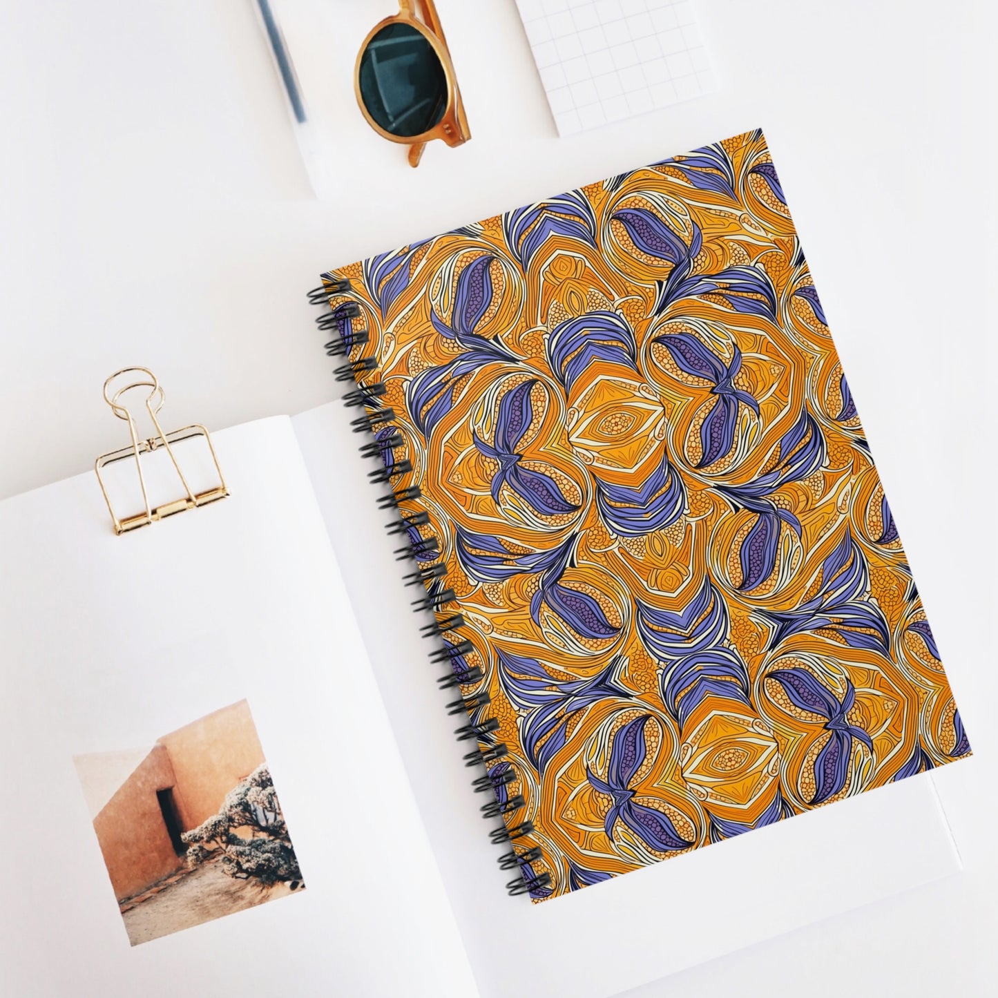 | Semi | Spiral Notebook - Journal | African Wax Print | Orange & Blue |