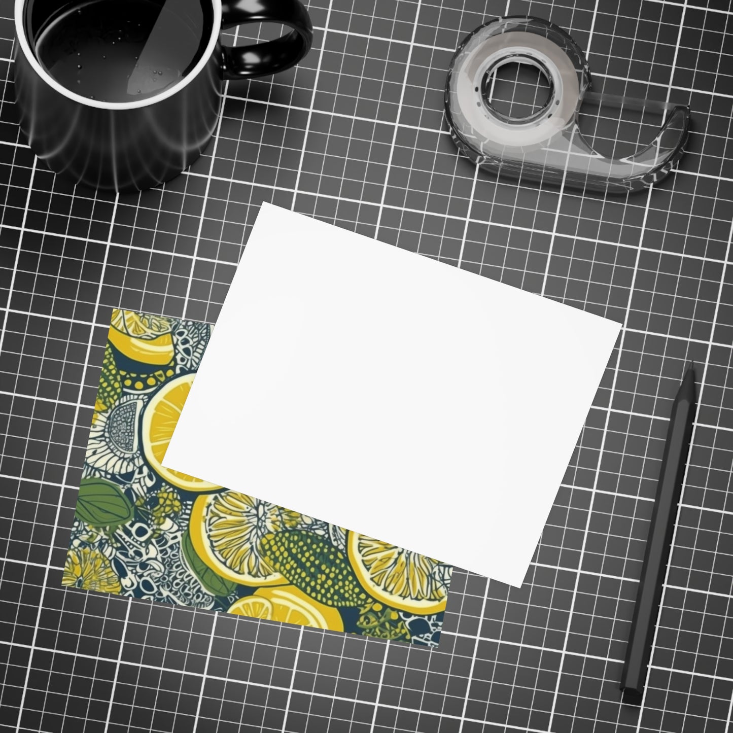 Lemons and Leaves: Lemonade brunch Blue Postcard Bundles |envelopes included | African Wax Print |