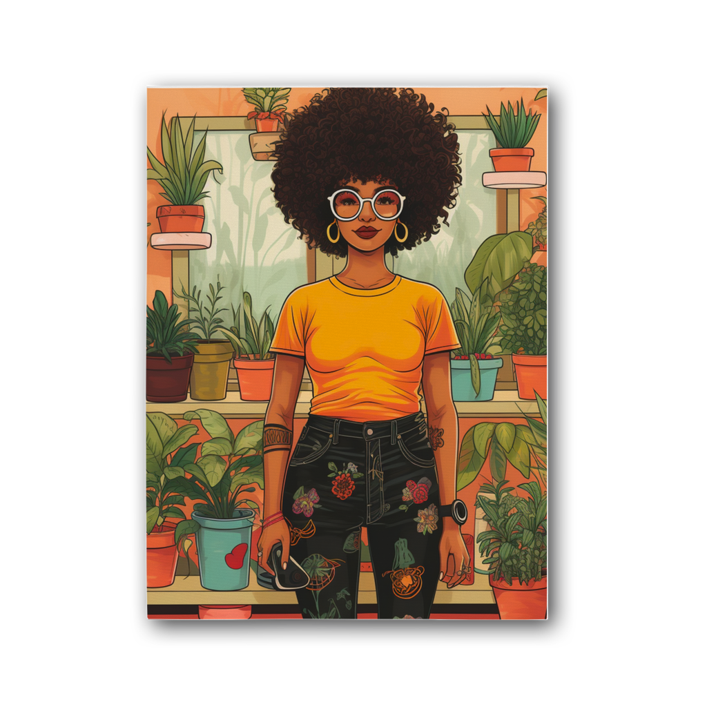 | Plant Mom Collection | Amina Tangerine | Premium Stretched Canvas