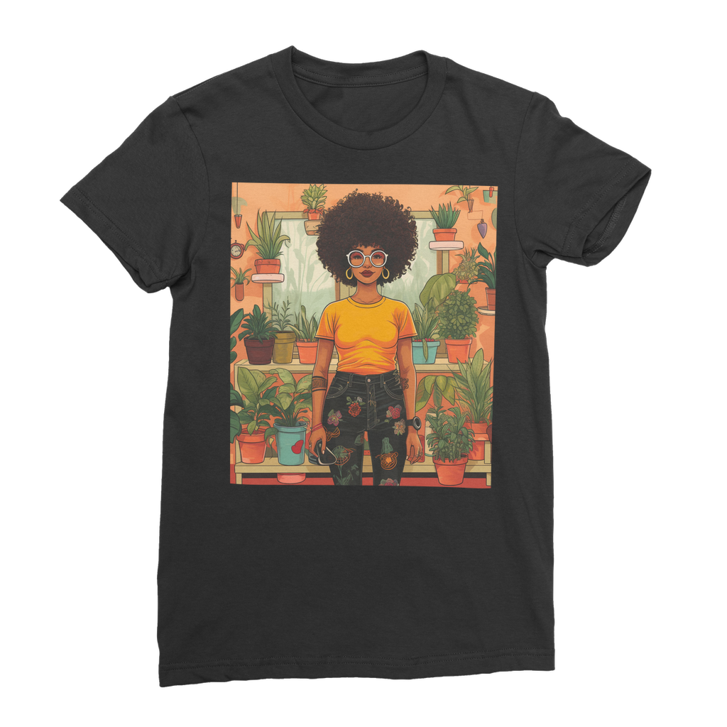 | Plant Mom Collection | Amina Tangerine | Premium Jersey Women's T-Shirt