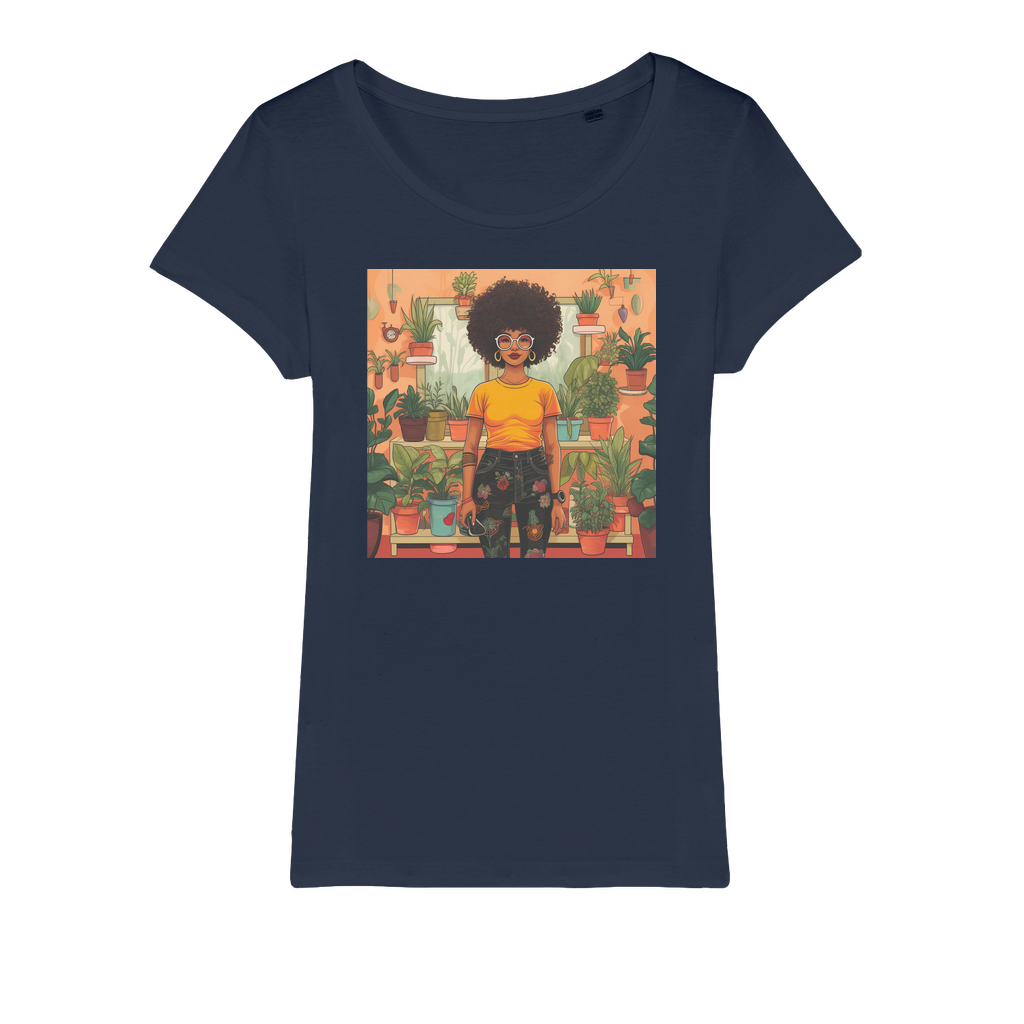 | Plant Mom Collection | Amina Tangerine | Organic Jersey Womens T-Shirt