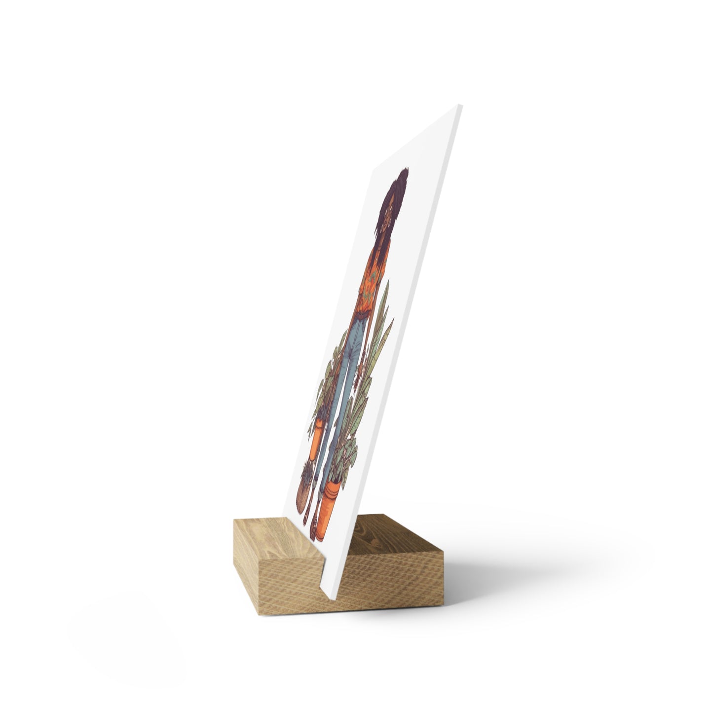 Plant Mom Collection| Kesha| Gallery Board with Stand | Black African American Women Plant Mom| Orange
