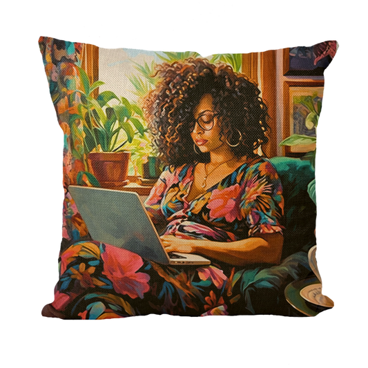 Black In Tech Collection | Momo | Throw Pillow with Insert