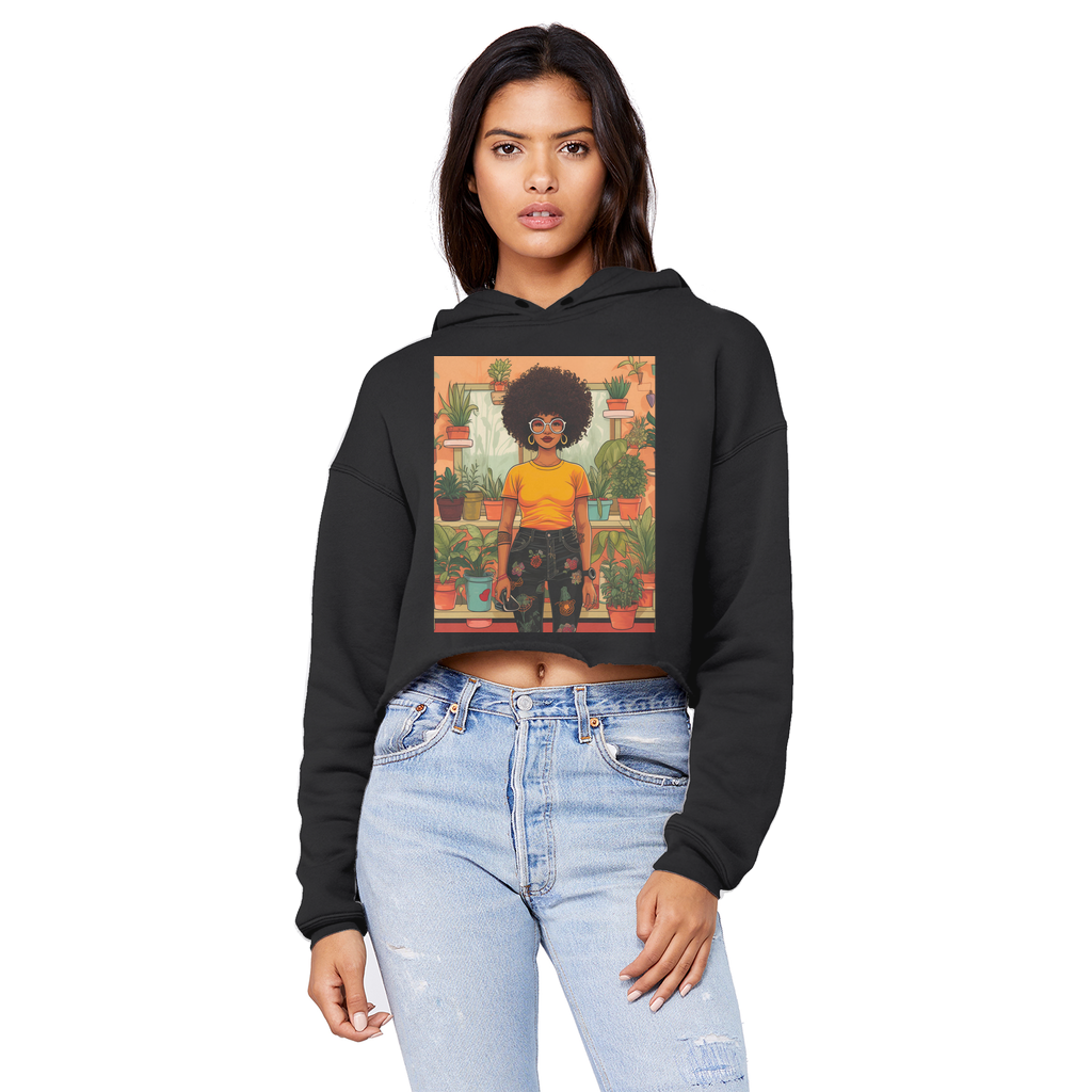 | Plant Mom Collection | Amina Tangerine | Cropped Raw Edge Boyfriend Hoodie