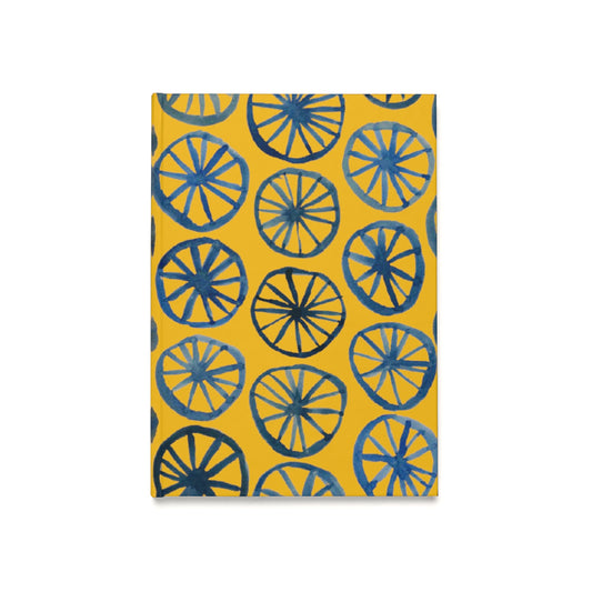 Wheels Watercolor | African Wax Print | A5 Hardcover | Blank/Ruled Pages|