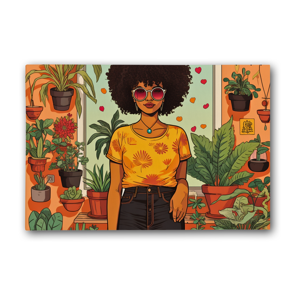| Plant Mom Collection | Amina Tangerine | Premium Stretched Canvas