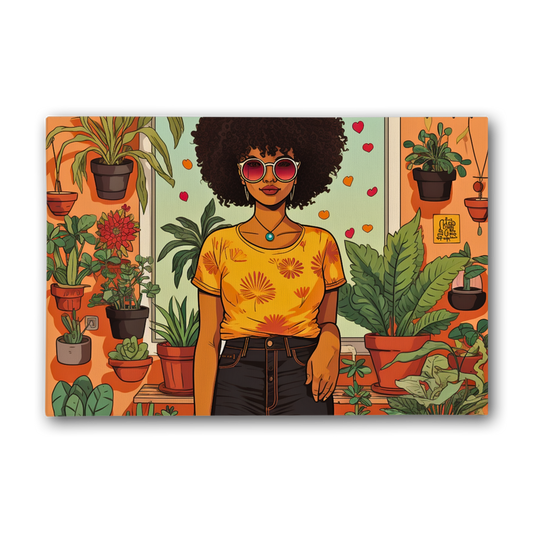 | Plant Mom Collection | Amina Tangerine | Premium Stretched Canvas
