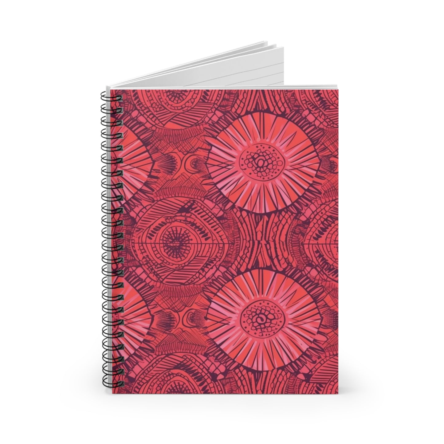 Amhara Ambiance Collection | Spiral Notebook - Ruled Line | Pink | African Wax Print|