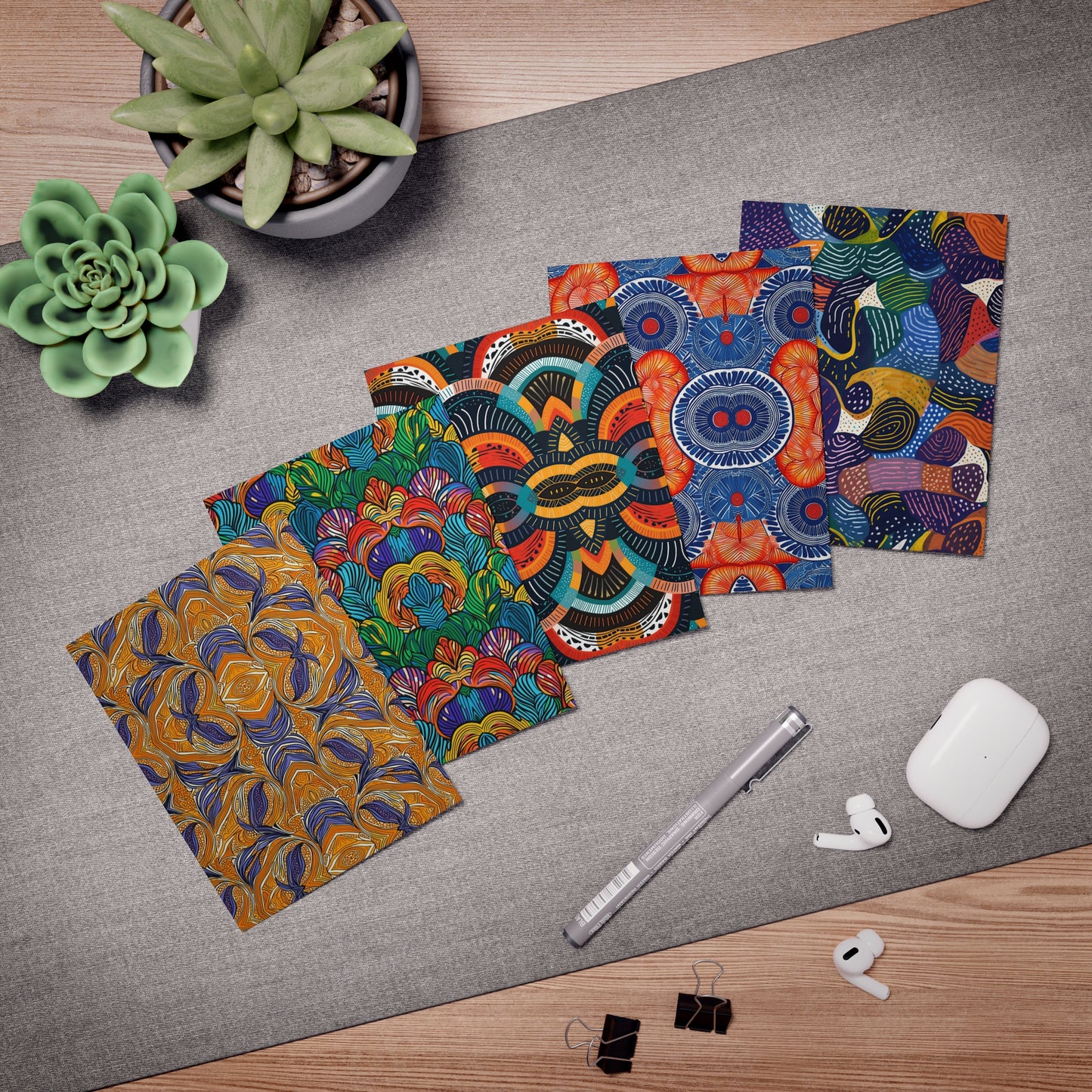 Batik Splendor | African Wax Print |  Bundle Greeting Cards (5-Pack) | Batik African Print