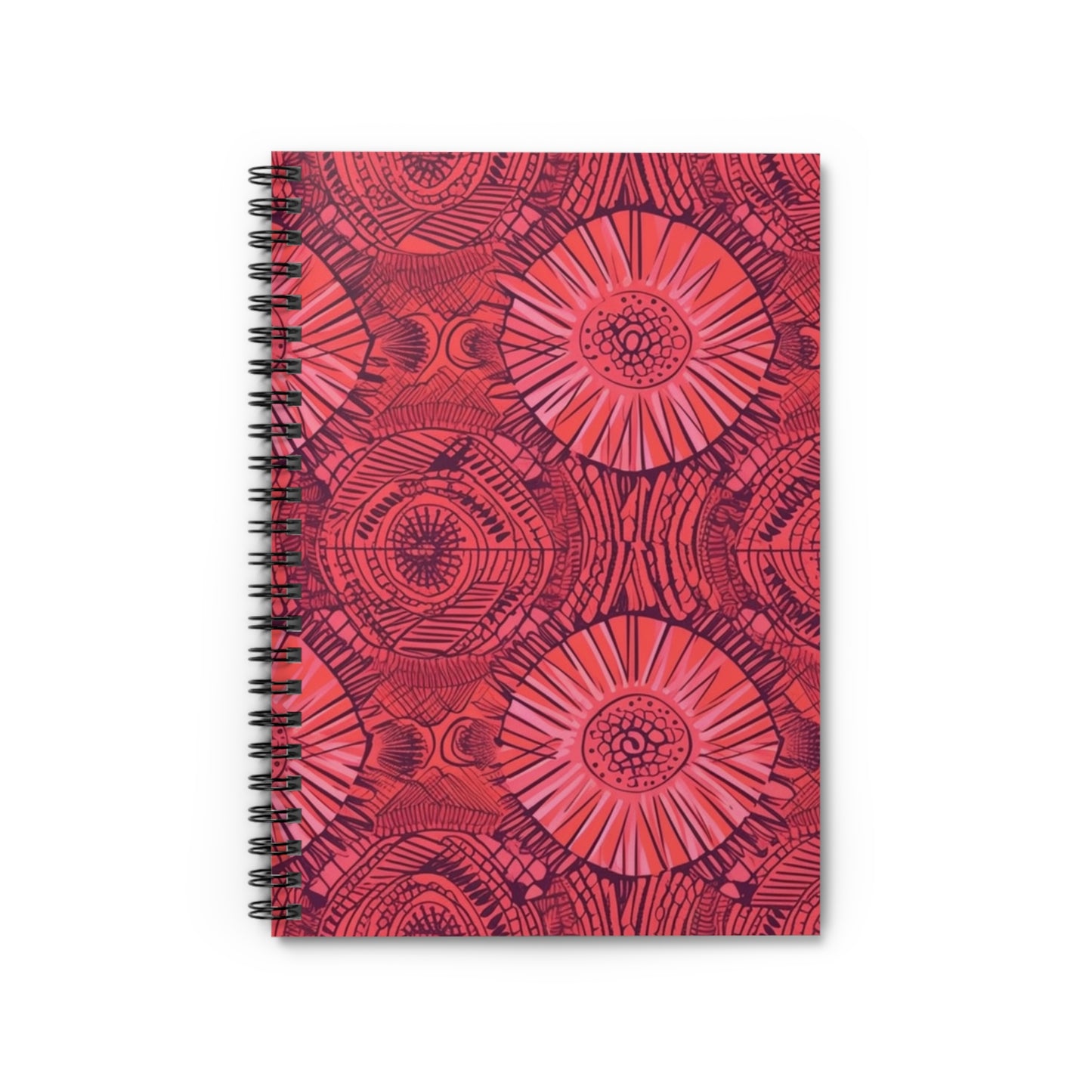 Amhara Ambiance Collection | Spiral Notebook - Ruled Line | Pink | African Wax Print|