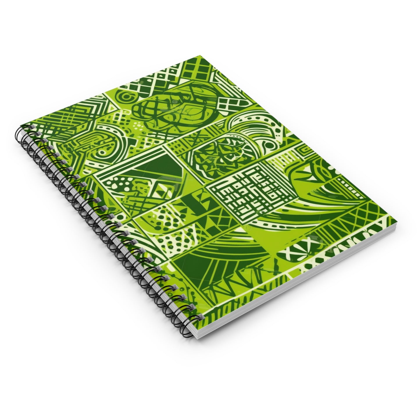 Sankofa Splendor | African Wax Print | Green Tribal Spiral Notebook - Ruled Line | Journal |