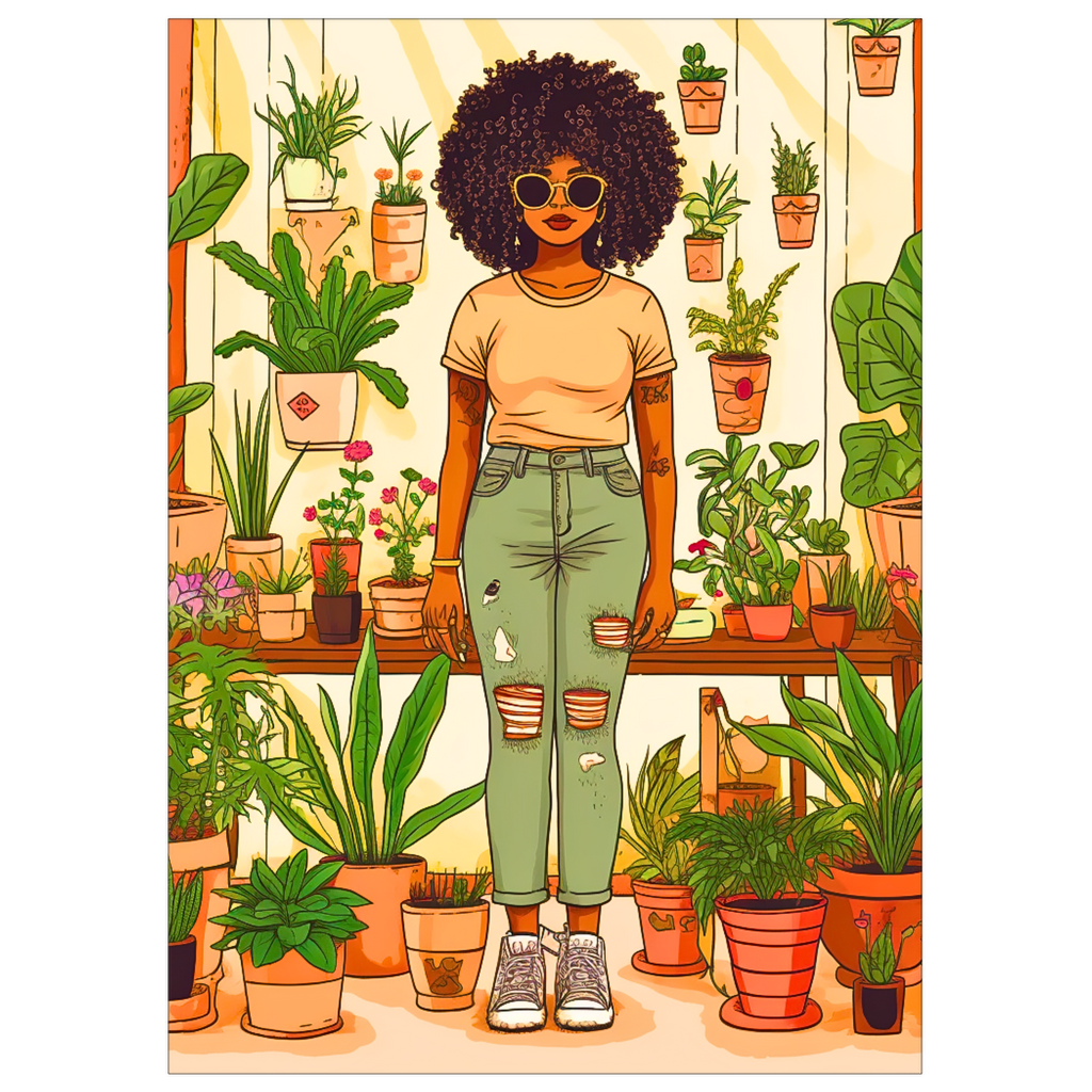 | Plant Mom Collection | Peach Dream | Flat Cards | Black Woman | By Her Beloved Plant Babies |