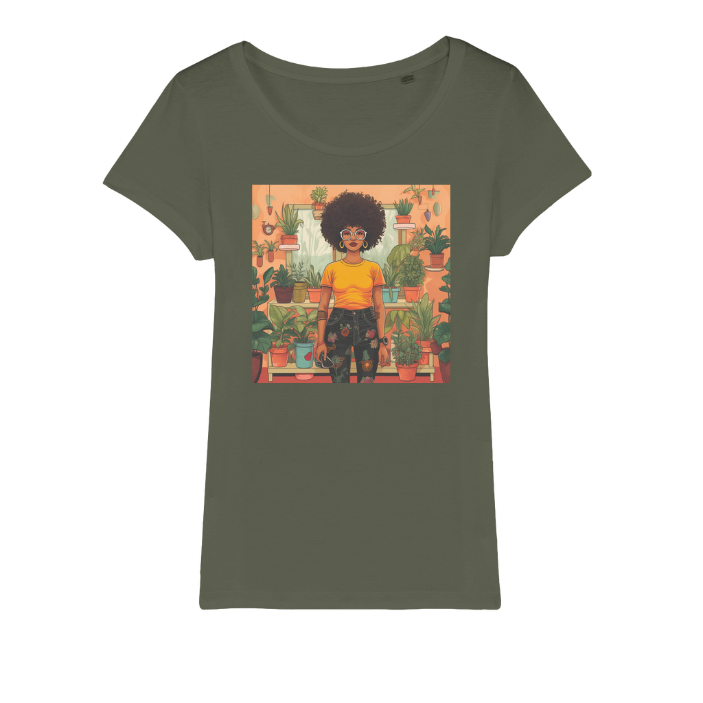 | Plant Mom Collection | Amina Tangerine | Organic Jersey Womens T-Shirt