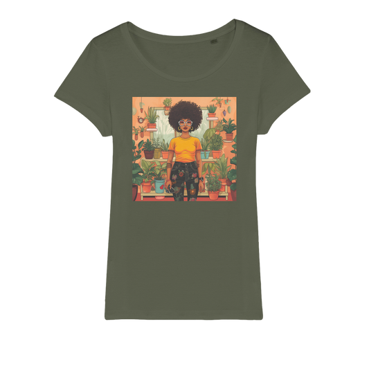 | Plant Mom Collection | Amina Tangerine | Organic Jersey Womens T-Shirt