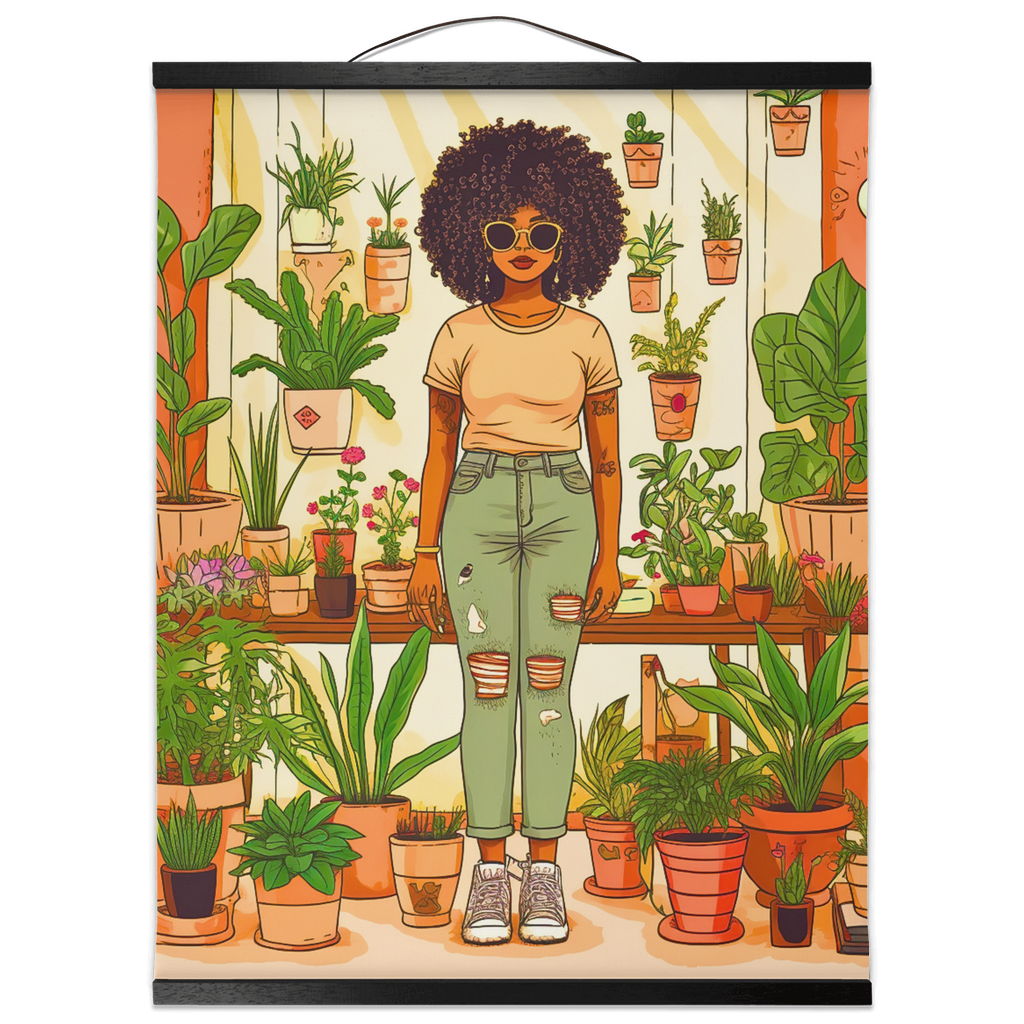 Plant Mom Collection | Peach Dream | Hanging Canvas Prints | Black Woman | By Her Beloved Plant Babies |