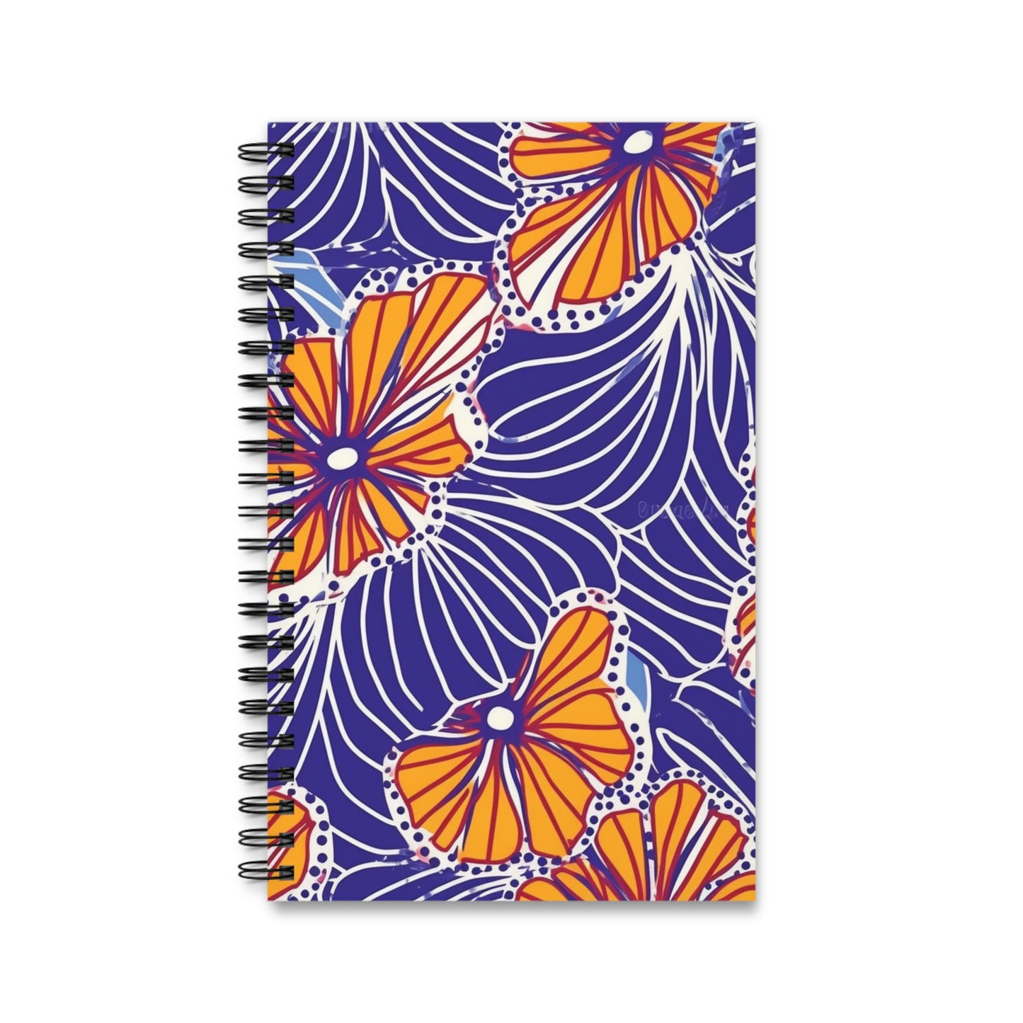 African Wax Print | Orange Flowers Spiral Journal (EU)