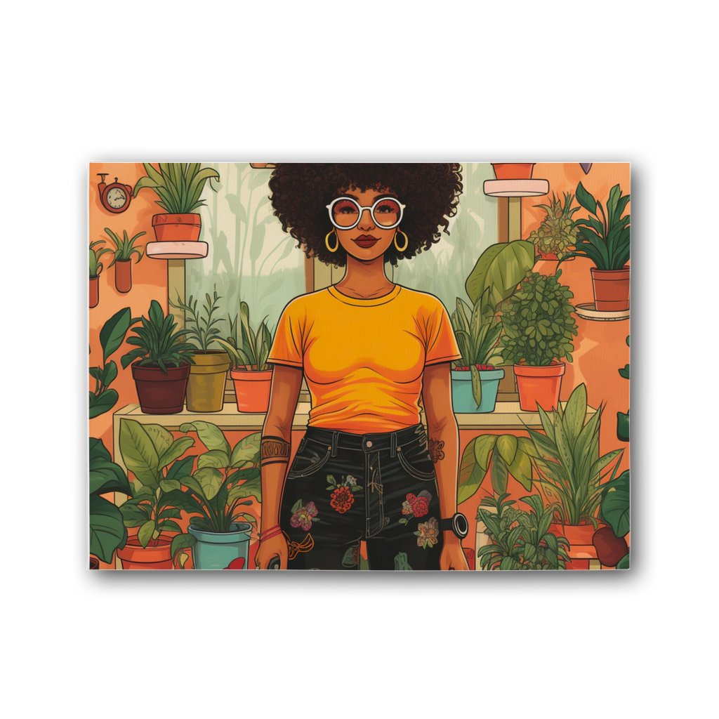 | Plant Mom Collection | Amina Tangerine | Premium Stretched Canvas