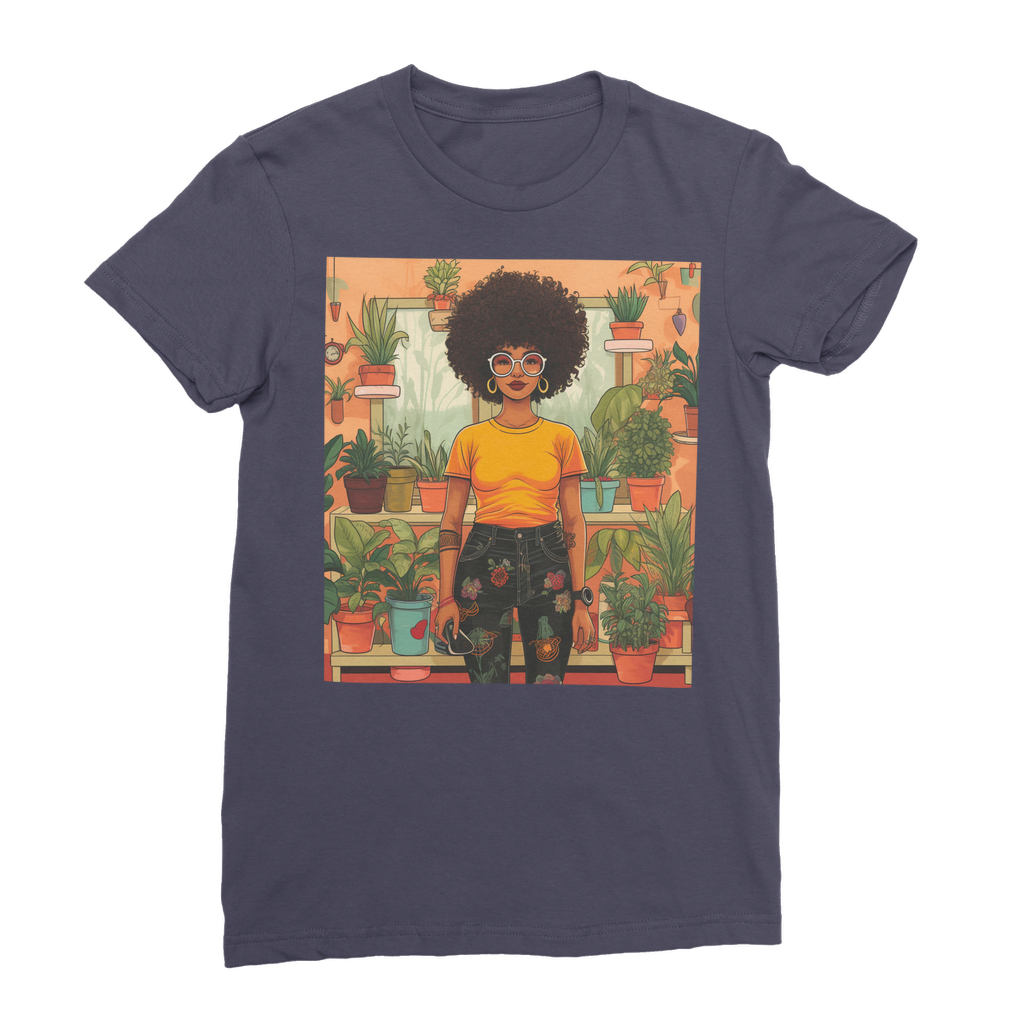 | Plant Mom Collection | Amina Tangerine | Premium Jersey Women's T-Shirt