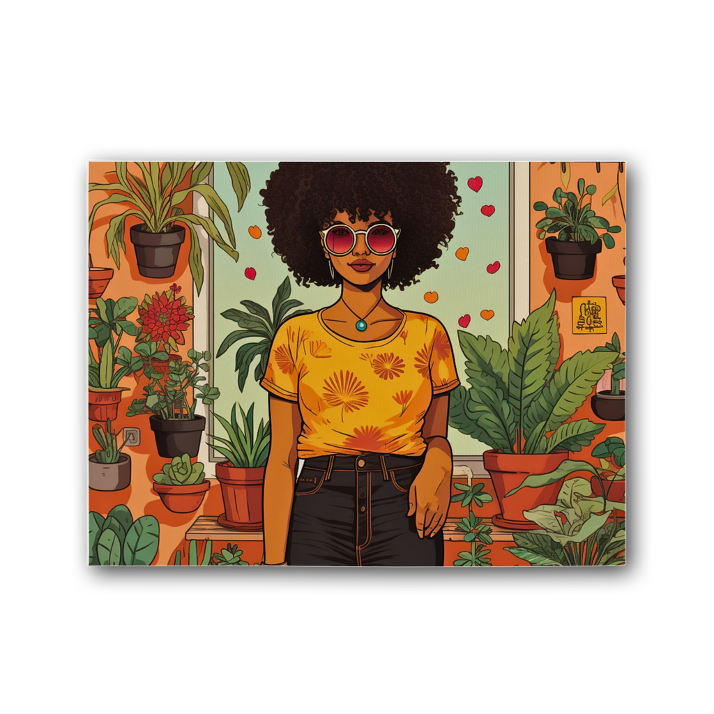 | Plant Mom Collection | Amina Tangerine | Premium Stretched Canvas