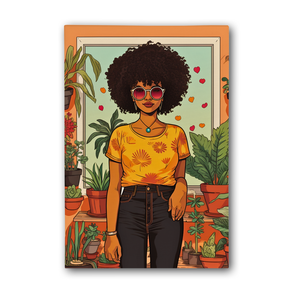| Plant Mom Collection | Amina Tangerine | Premium Stretched Canvas