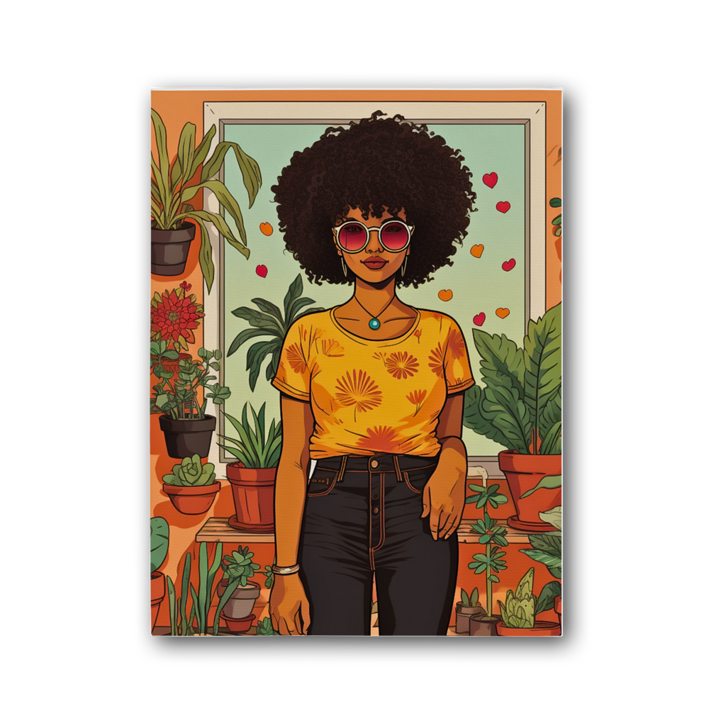 | Plant Mom Collection | Amina Tangerine | Premium Stretched Canvas