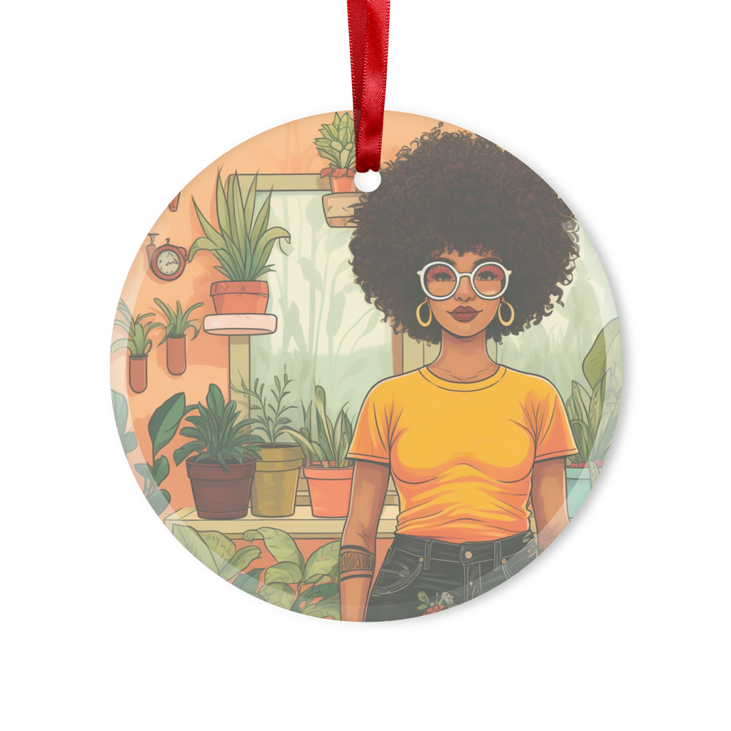 | Plant Mom Collection | Amina Tangerine | Glass Hanging Ornament