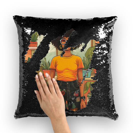 | Plant Mom Collection | Amina Tangerine | Sequin Cushion Cover