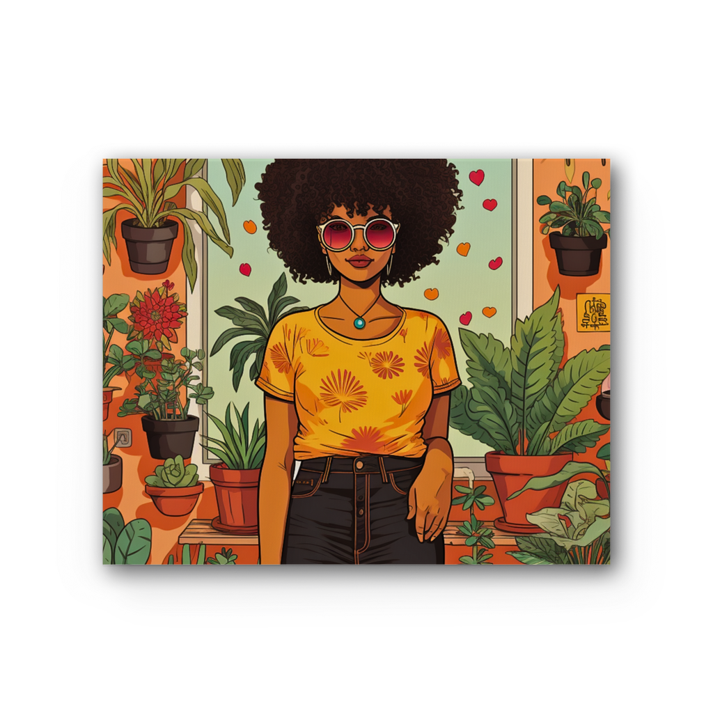 | Plant Mom Collection | Amina Tangerine | Premium Stretched Canvas