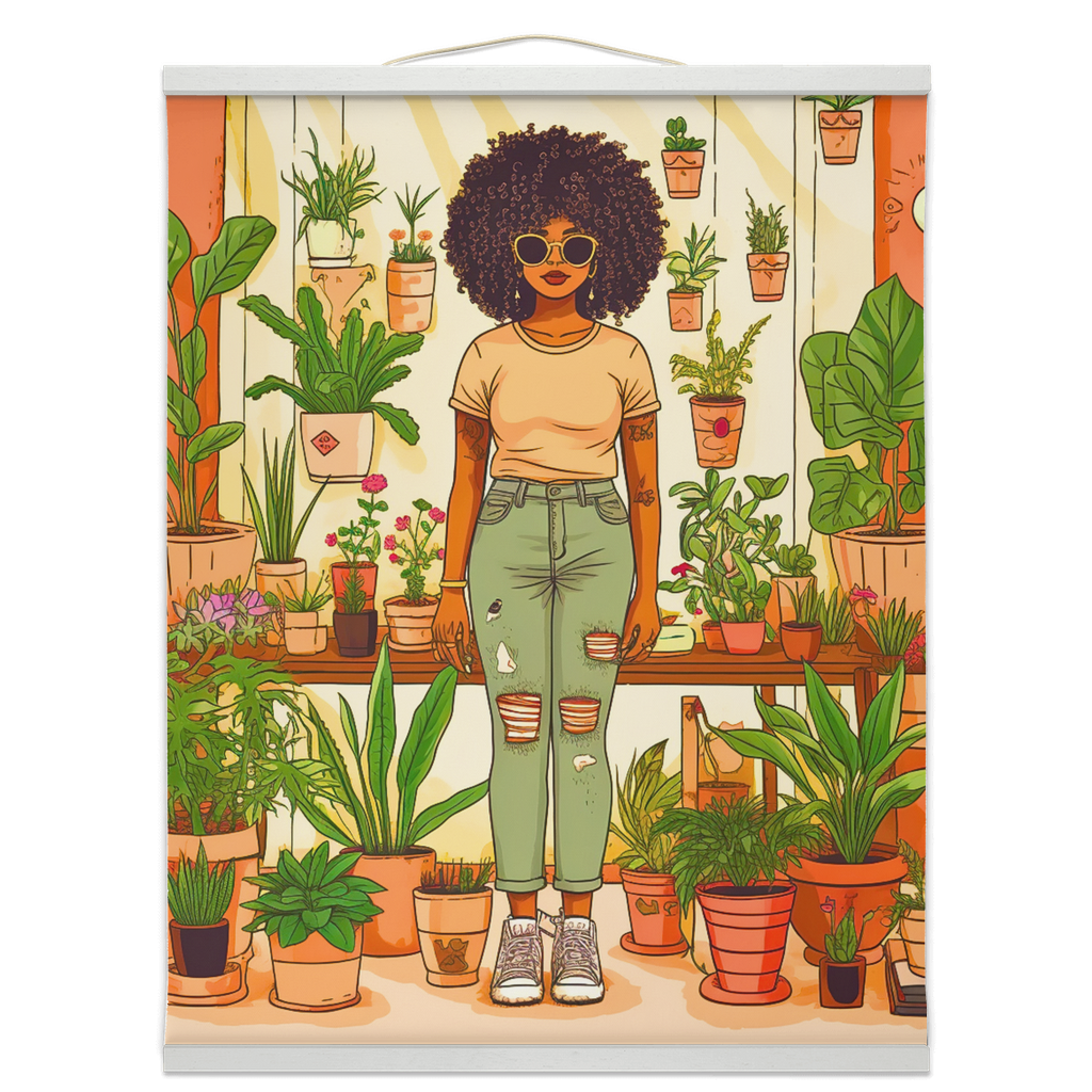 Plant Mom Collection | Peach Dream | Hanging Canvas Prints | Black Woman | By Her Beloved Plant Babies |
