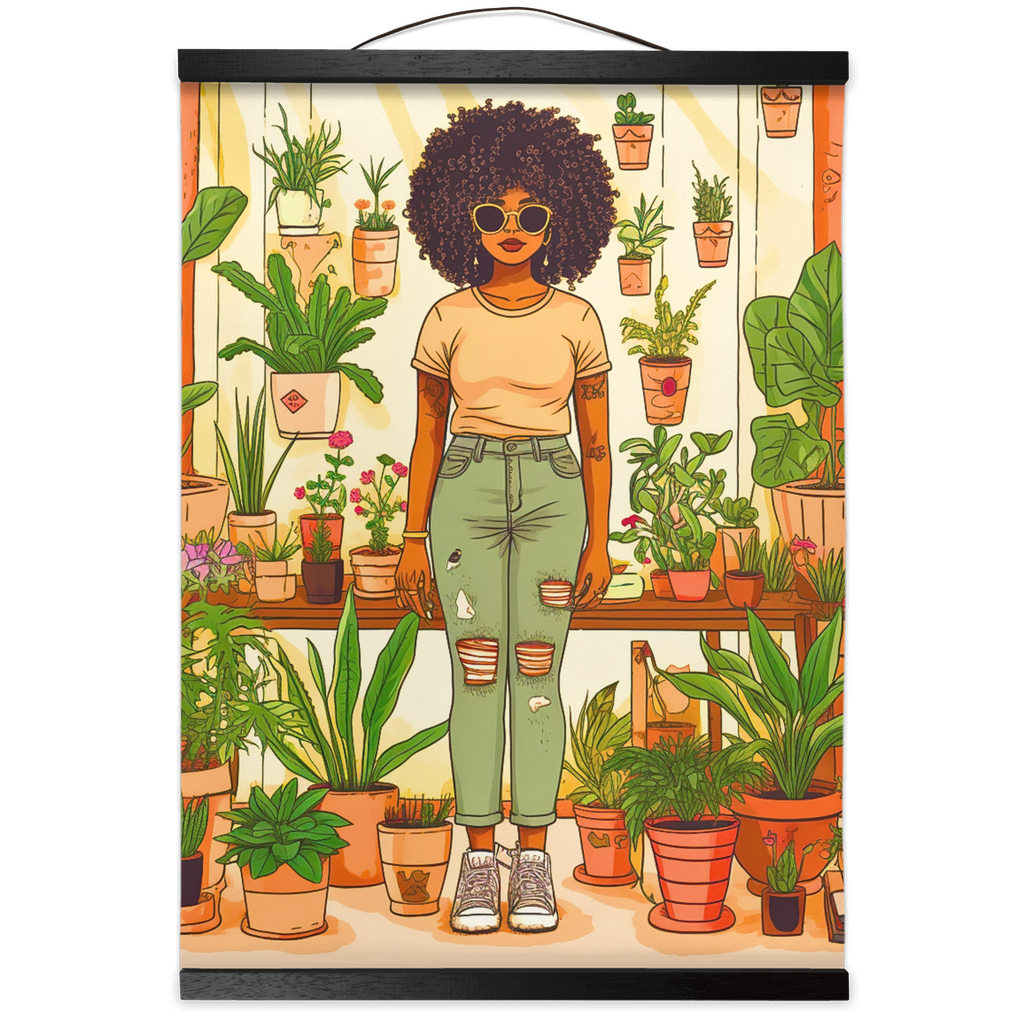 Plant Mom Collection | Peach Dream | Hanging Canvas Prints | Black Woman | By Her Beloved Plant Babies |