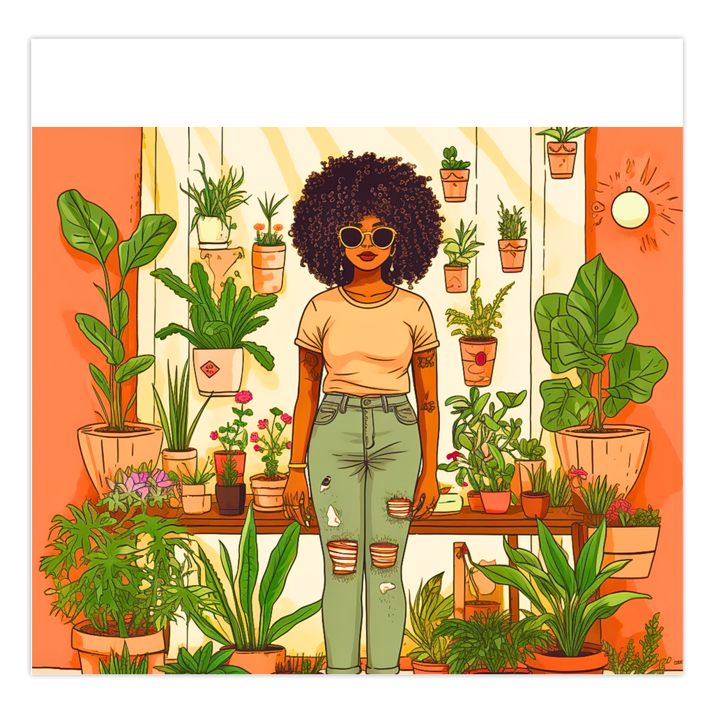 Plant Mom Collection | Peach Dream | Folded Cards | Black Woman | By Her Beloved Plant Babies |