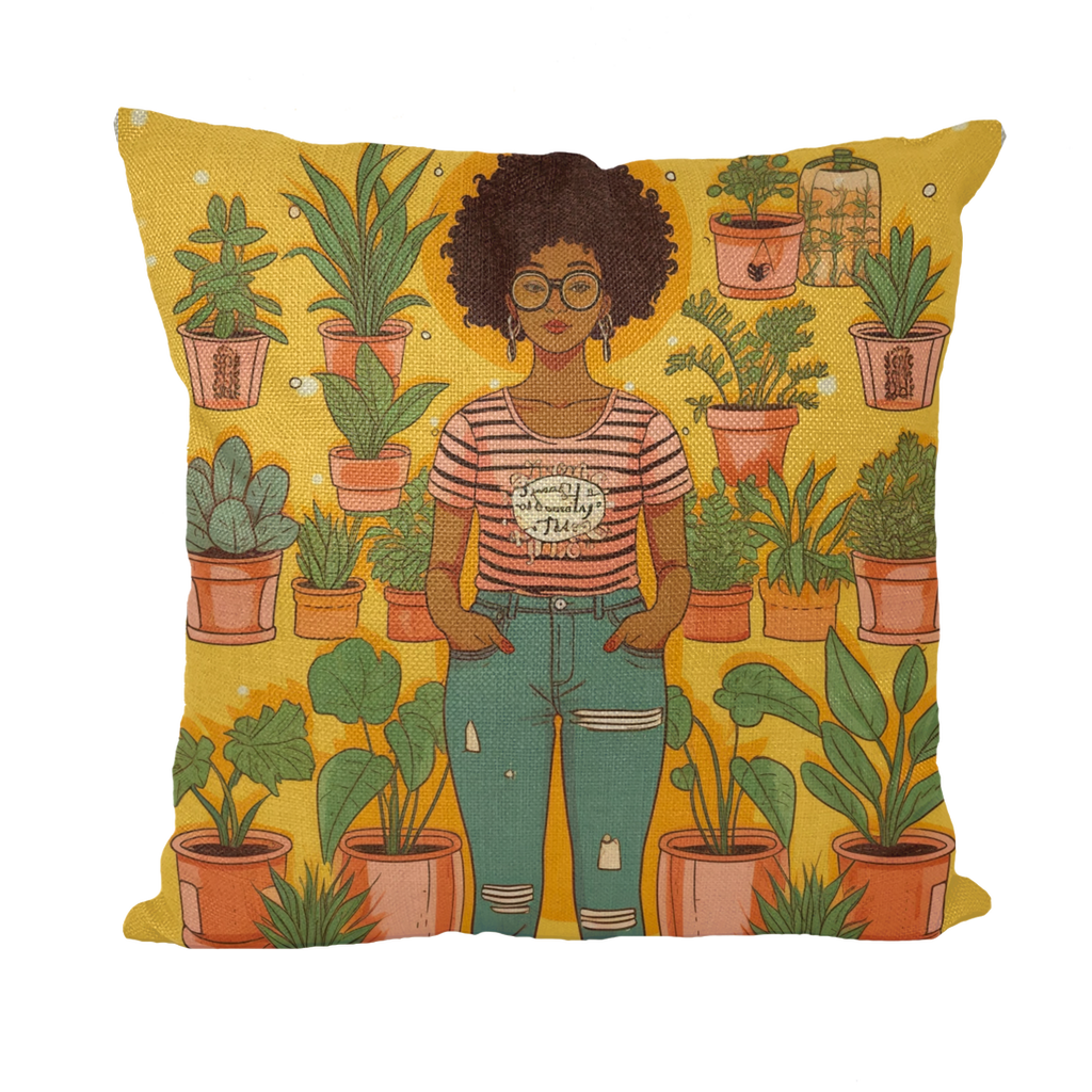 Plant Mom Collection | Trina  Sunshine| Black Women | Throw Pillows