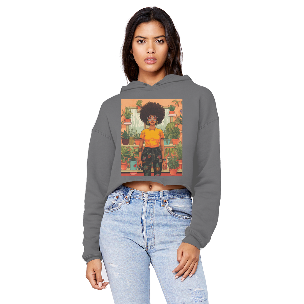 | Plant Mom Collection | Amina Tangerine | Cropped Raw Edge Boyfriend Hoodie