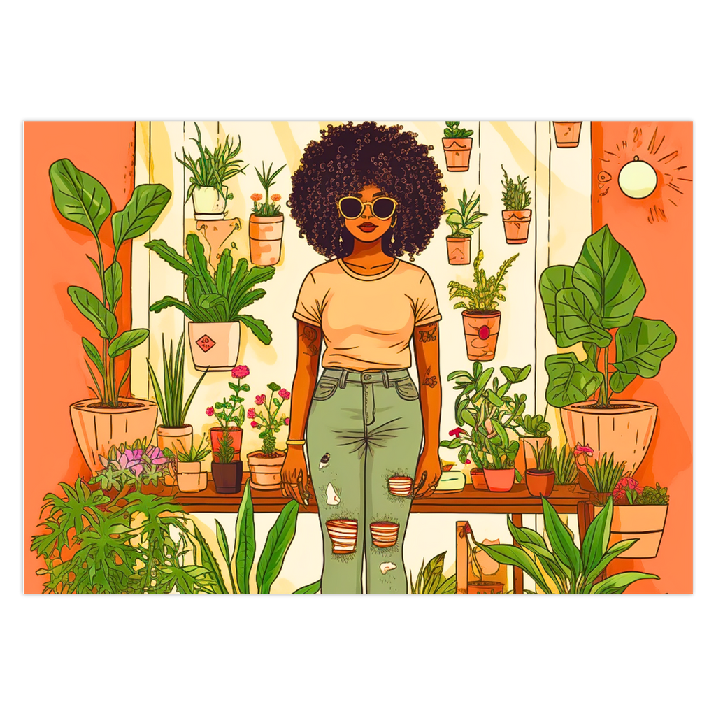 Plant Mom Collection | Peach Dream | Folded Cards | Black Woman | By Her Beloved Plant Babies |