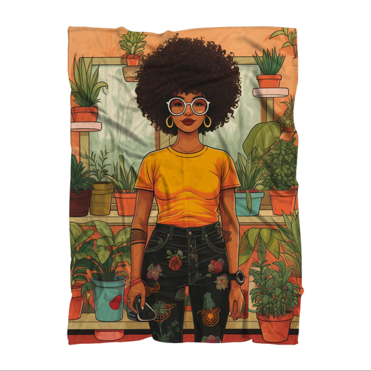 | Plant Mom Collection | Amina Tangerine | Sublimation Throw Blanket