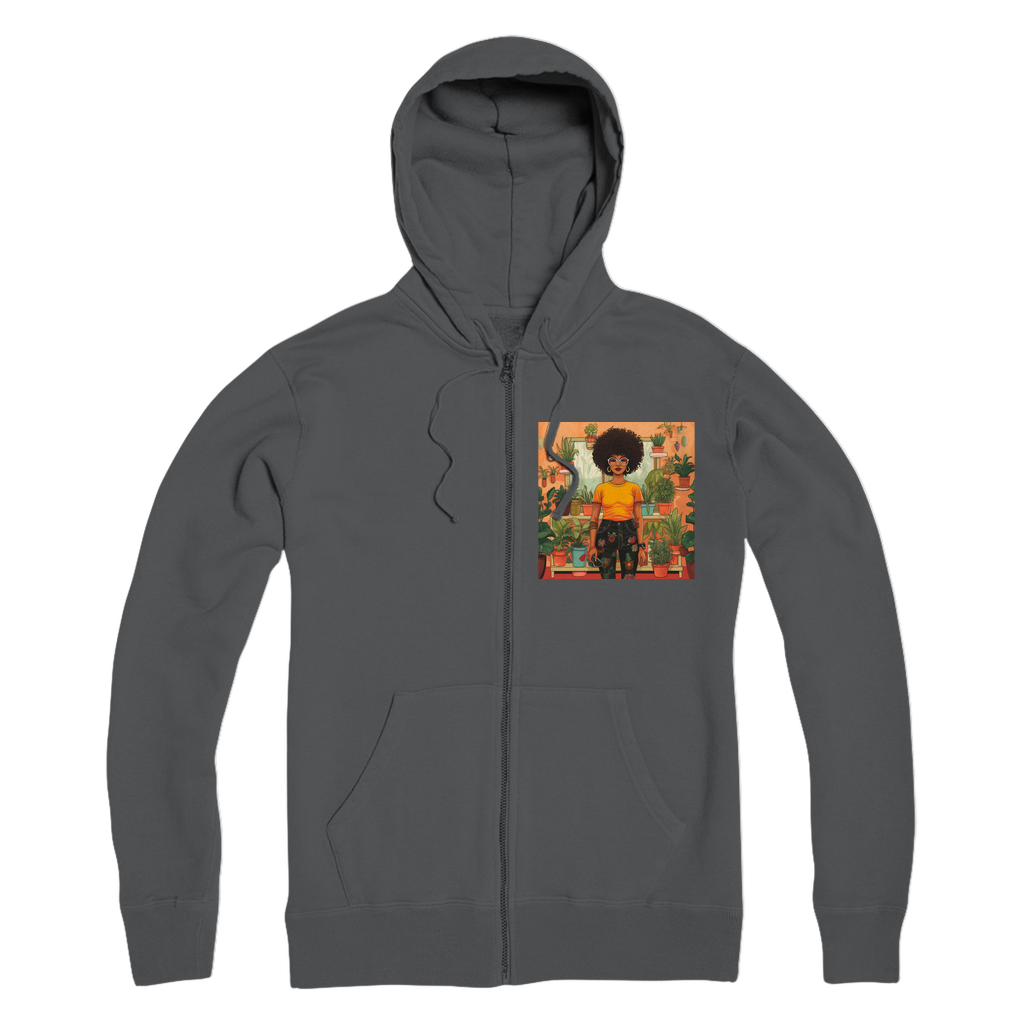 | Plant Mom Collection | Amina Tangerine | Premium Adult Zip Hoodie