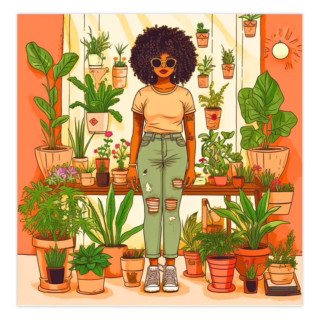 Plant Mom Collection | Peach Dream |  Folded Cards | Black Woman By Her Beloved Plant Babies |