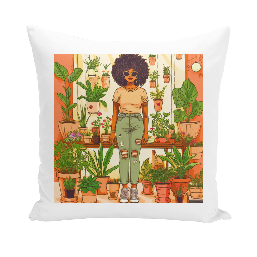 Plant Mom Collection | Peach Dream | Black Woman | By Her Beloved Plant Babies | Throw Pillows