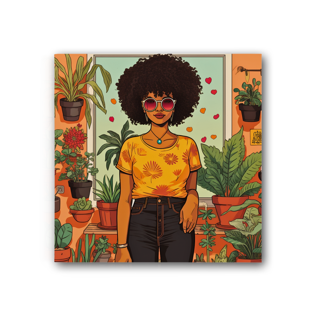 | Plant Mom Collection | Amina Tangerine | Premium Stretched Canvas