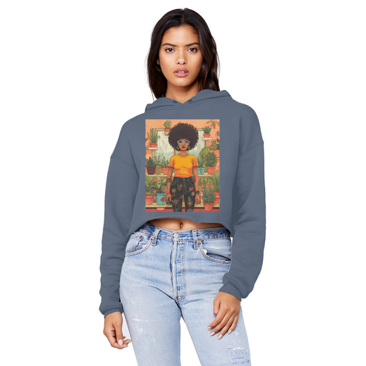 | Plant Mom Collection | Amina Tangerine | Cropped Raw Edge Boyfriend Hoodie