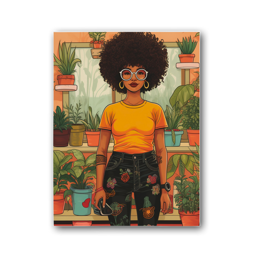 | Plant Mom Collection | Amina Tangerine | Premium Stretched Canvas
