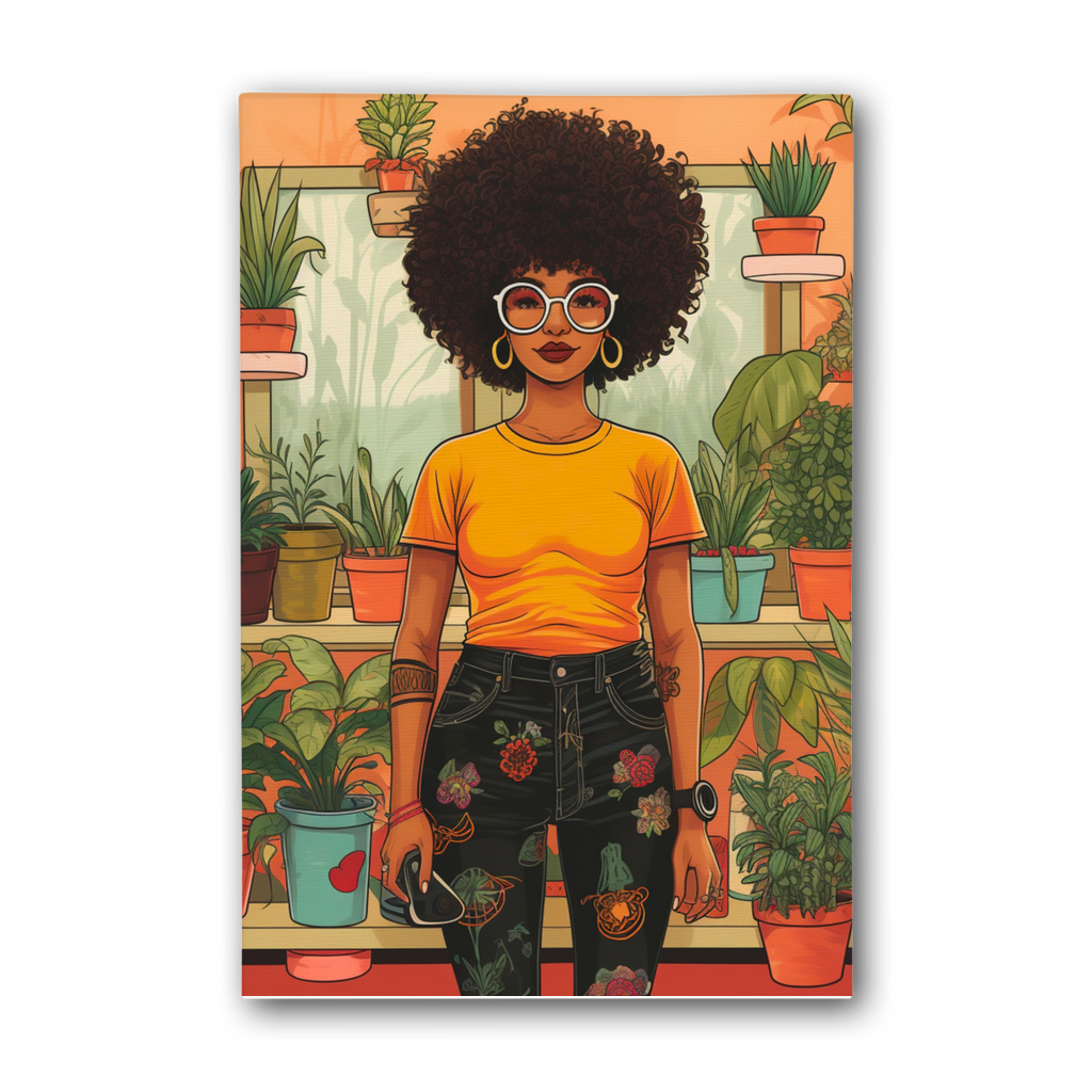 | Plant Mom Collection | Amina Tangerine | Premium Stretched Canvas