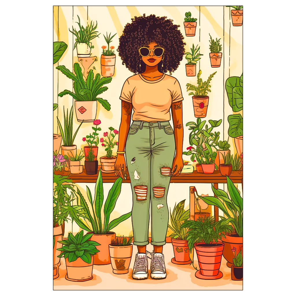 | Plant Mom Collection | Peach Dream | Flat Cards | Black Woman | By Her Beloved Plant Babies |